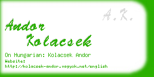 andor kolacsek business card